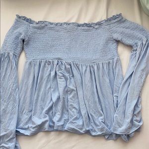 Off the shoulder blue top
